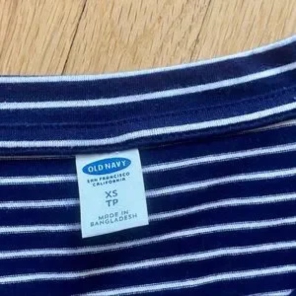 Old Navy Short Sleeve Jersey Knit Navy White Striped Mini Dress Size XS - Picture 2 of 5